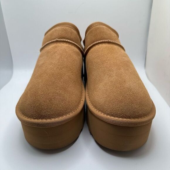 CUSHIONAIRE Women's Genuine Suede Cozy Mule Platform +Memory Foam 10 CHESTNUT - Picture 2 of 7